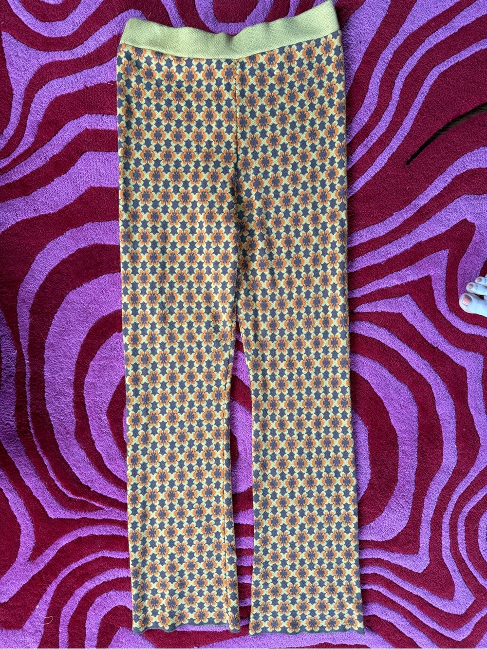 Zara Yellow and Green Floral Knit Leggings